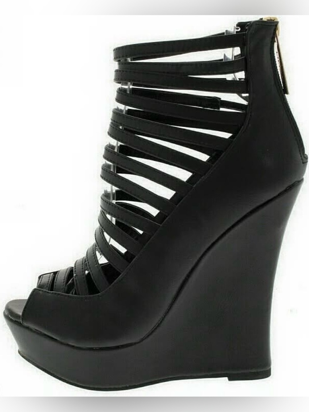 ALDO OCENAMA Black Caged Wedge Heels Size 9